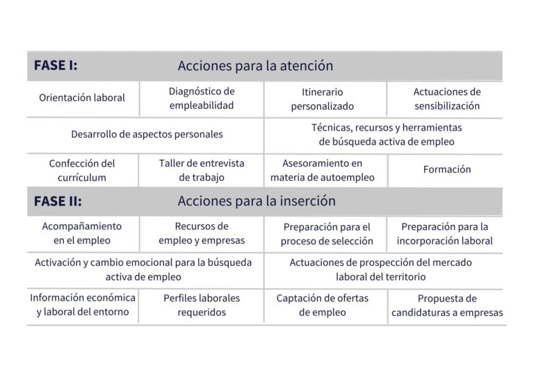 Programa de proyectos integrales para la inserción laboral.